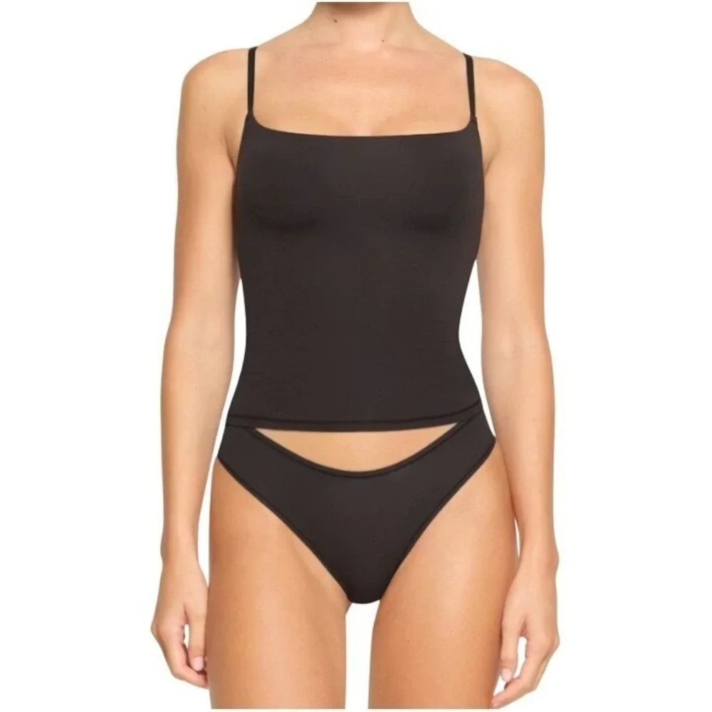 Skims Fits Everybody Cami Onyx Black Square Neck Camisole TP-CAM-9421 XXS